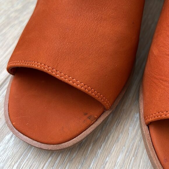 Vince Camuto Leather Peep-Toe Heeled Sandals Kaisly Burnt Orange - Picture 8 of 13